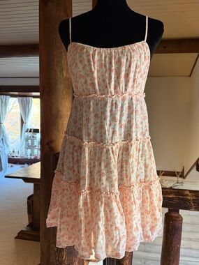 Abound Peach Floral Smocked Sundress
